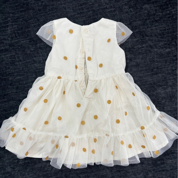 Special Occasion Cream and Gold Polka Dot Dress - Picture 2 of 3